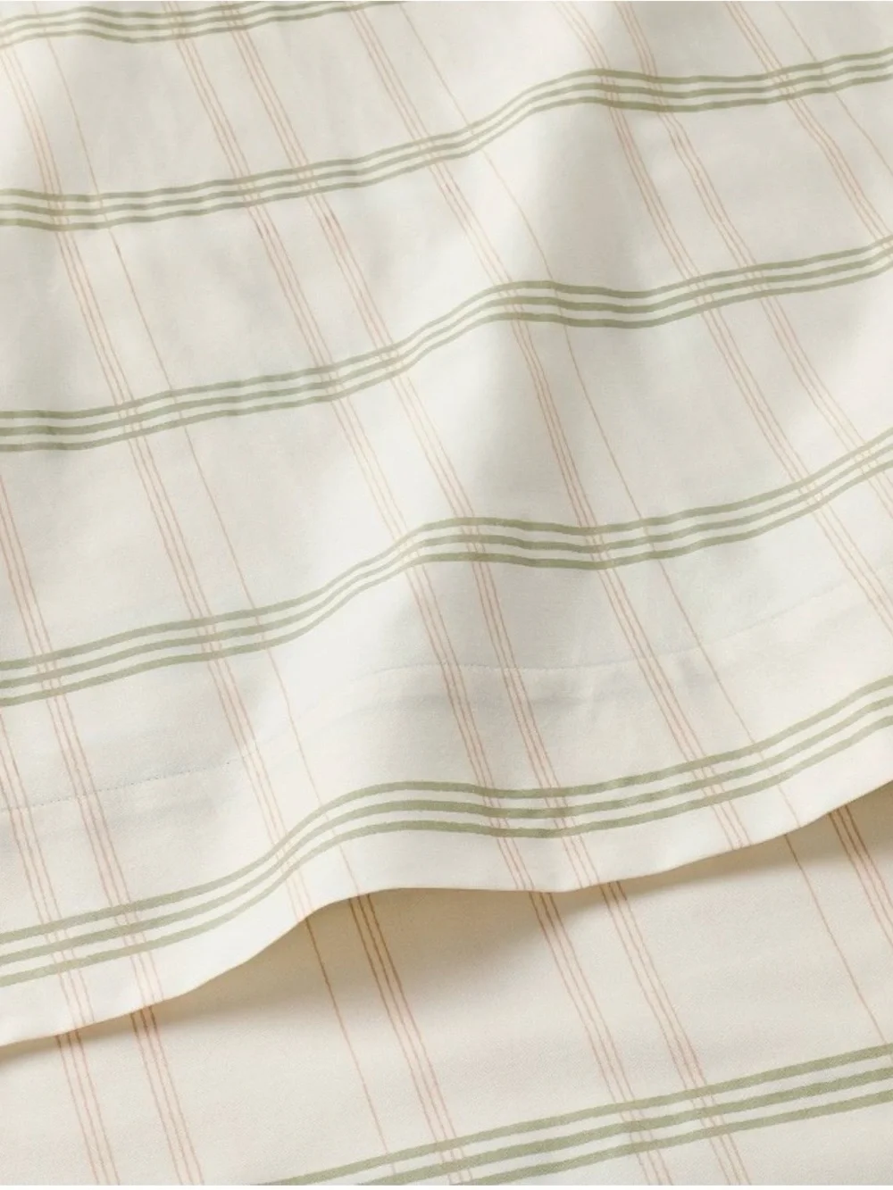 Studio Mcgee Threshold Full Size Scalloped Edge Plaid Sheet Cream/Green NWT